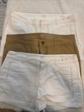 ana Women's Twill Shorts - two pair White and one Khaki Three total